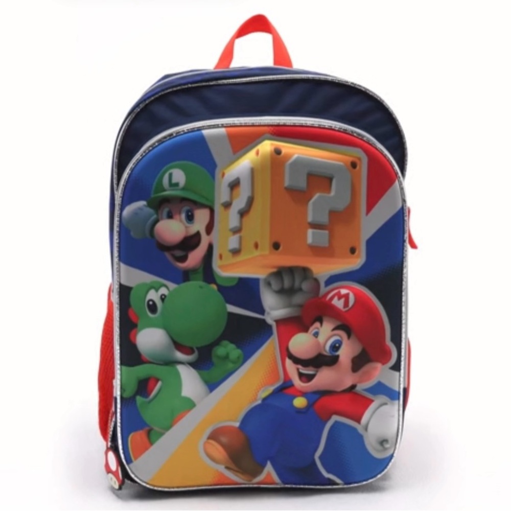 Super Mario 3D Backpack, Laptop Book Bag with Toad Dangle Keychain Luigi Yoshi